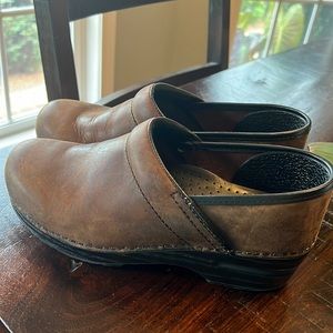 Dansko brown leather clogs